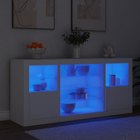 vidaXL Sideboard mit LED-Leuchten Weiß 142,5x37x67 cm