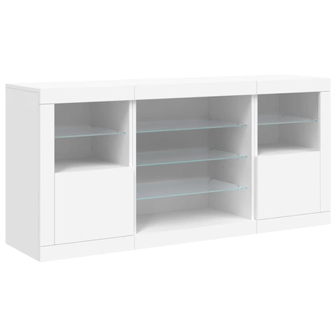 vidaXL Sideboard mit LED-Leuchten Weiß 142,5x37x67 cm