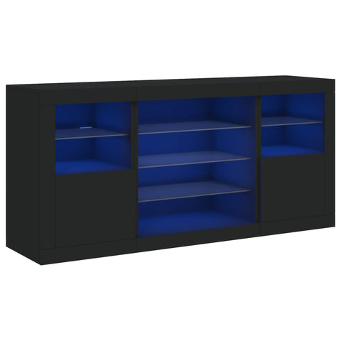 Sideboard mit LED-Leuchten Schwarz 142,5x37x67 cm