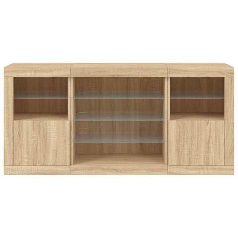 vidaXL Sideboard mit LED-Leuchten Sonoma-Eiche 142,5x37x67 cm