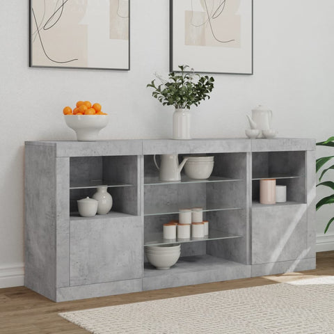 Sideboard mit LED-Leuchten Betongrau 142,5x37x67 cm