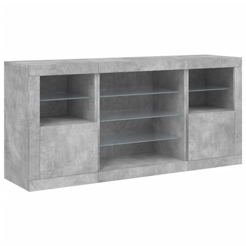 Sideboard mit LED-Leuchten Betongrau 142,5x37x67 cm