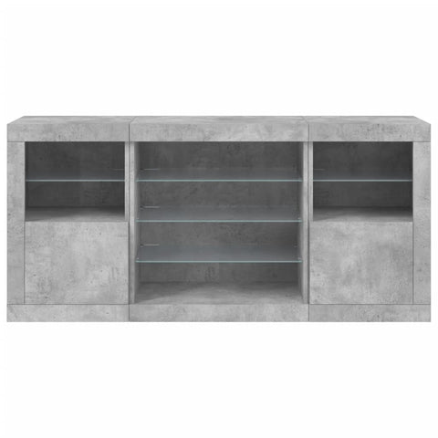 Sideboard mit LED-Leuchten Betongrau 142,5x37x67 cm