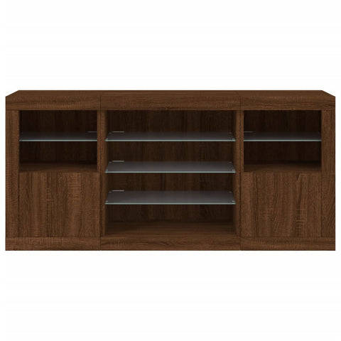 Sideboard mit LED-Leuchten Braun Eichen-Optik 142,5x37x67 cm