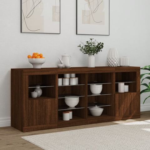 Sideboard mit LED-Leuchten Braun Eichen-Optik 163x37x67 cm