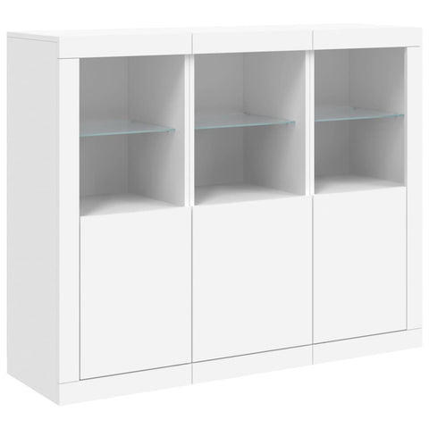 vidaXL Sideboards mit LED-Leuchten 3 Stk. Weiß Holzwerkstoff