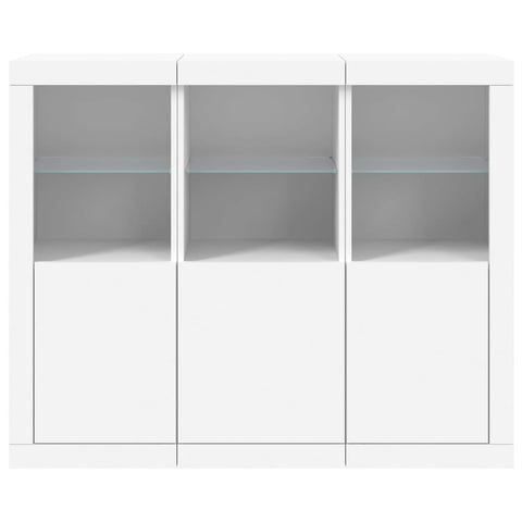 vidaXL Sideboards mit LED-Leuchten 3 Stk. Weiß Holzwerkstoff