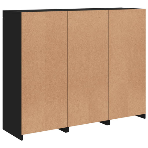 vidaXL Sideboards mit LED-Leuchten 3 Stk. Schwarz Holzwerkstoff