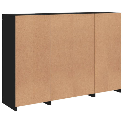 vidaXL Sideboards mit LED-Leuchten 3 Stk. Schwarz Holzwerkstoff