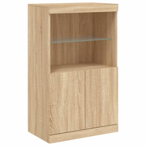 vidaXL Sideboards mit LED-Leuchten 3 Stk. Sonoma-Eiche Holzwerkstoff