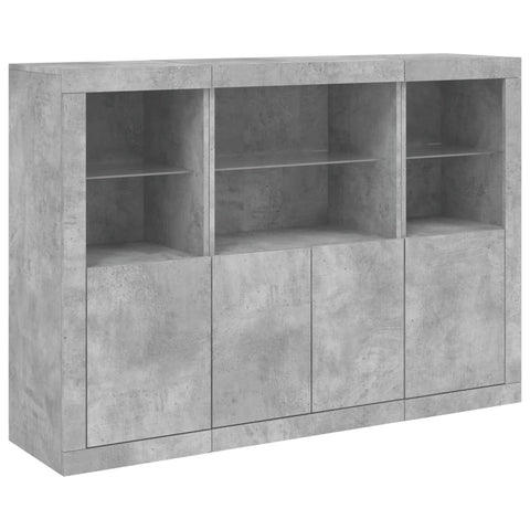 vidaXL Sideboards mit LED-Leuchten 3 Stk. Betongrau Holzwerkstoff