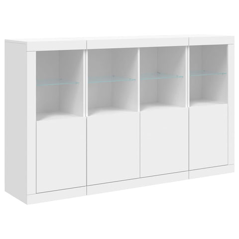 vidaXL Sideboards mit LED-Leuchten 3 Stk. Weiß Holzwerkstoff