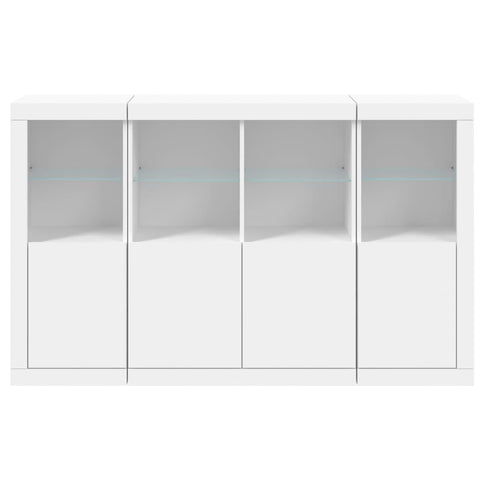 vidaXL Sideboards mit LED-Leuchten 3 Stk. Weiß Holzwerkstoff