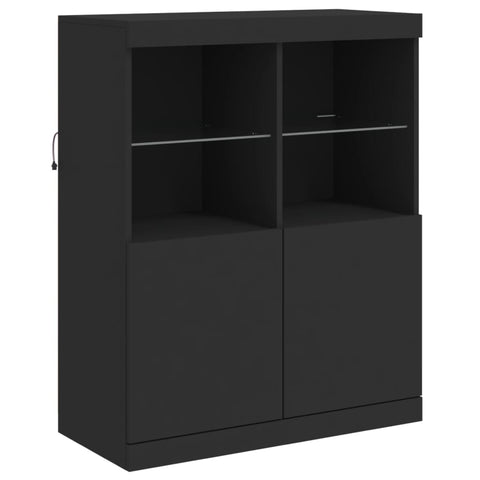 vidaXL Sideboards mit LED-Leuchten 3 Stk. Schwarz Holzwerkstoff