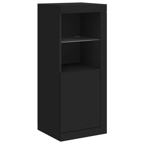 vidaXL Sideboards mit LED-Leuchten 3 Stk. Schwarz Holzwerkstoff