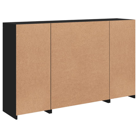 vidaXL Sideboards mit LED-Leuchten 3 Stk. Schwarz Holzwerkstoff