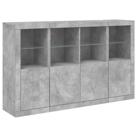 Sideboards mit LED-Leuchten 3 Stk. Betongrau Holzwerkstoff