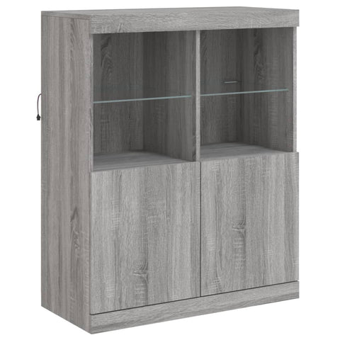 vidaXL Sideboards mit LED-Leuchten 3 Stk. Grau Sonoma Holzwerkstoff