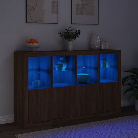 vidaXL Sideboards mit LED-Leuchten 3 Stk. Braun Eichen-Optik