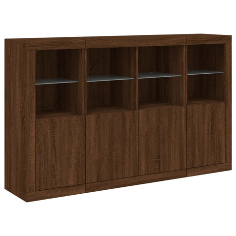 vidaXL Sideboards mit LED-Leuchten 3 Stk. Braun Eichen-Optik