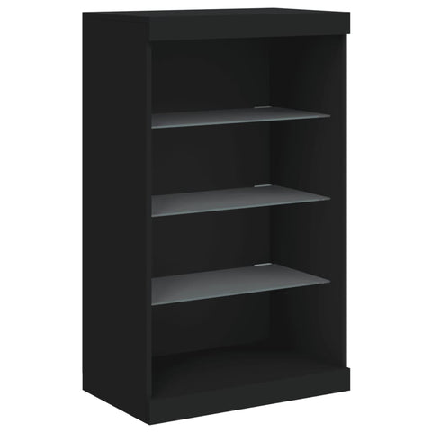 vidaXL Sideboards mit LED-Leuchten 3 Stk. Schwarz Holzwerkstoff