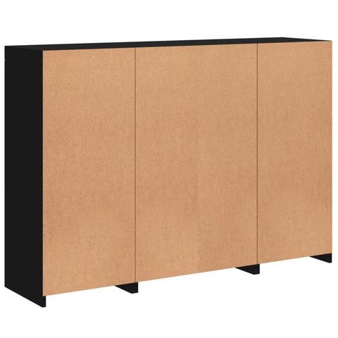 vidaXL Sideboards mit LED-Leuchten 3 Stk. Schwarz Holzwerkstoff