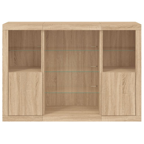 vidaXL Sideboards mit LED-Leuchten 3 Stk. Sonoma-Eiche Holzwerkstoff