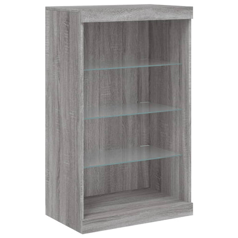 vidaXL Sideboards mit LED-Leuchten 3 Stk. Grau Sonoma Holzwerkstoff