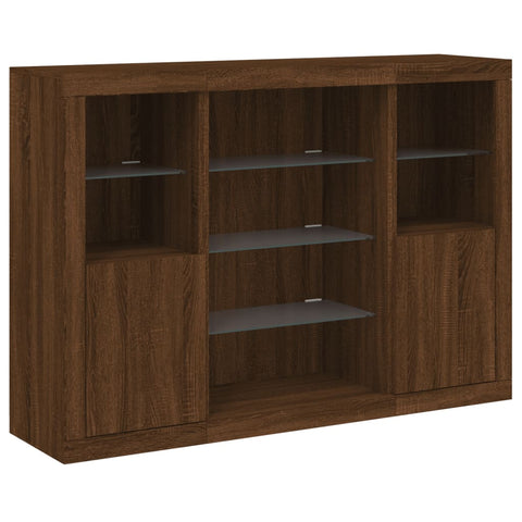 vidaXL Sideboards mit LED-Leuchten 3 Stk. Braun Eichen-Optik