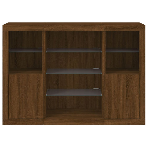 vidaXL Sideboards mit LED-Leuchten 3 Stk. Braun Eichen-Optik