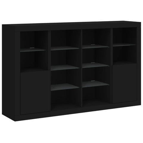 vidaXL Sideboards mit LED-Leuchten 3 Stk. Schwarz Holzwerkstoff