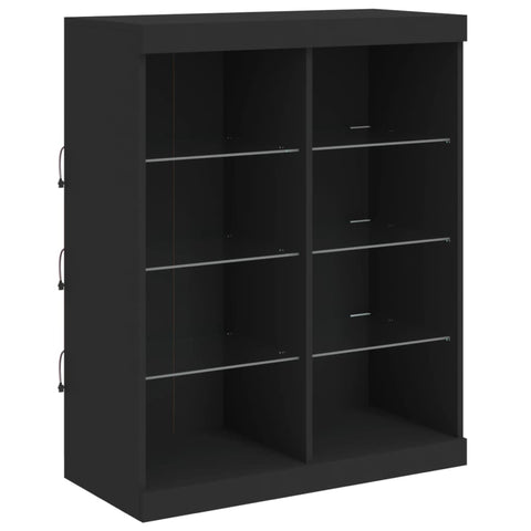 vidaXL Sideboards mit LED-Leuchten 3 Stk. Schwarz Holzwerkstoff