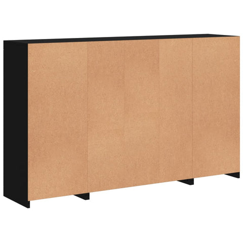 vidaXL Sideboards mit LED-Leuchten 3 Stk. Schwarz Holzwerkstoff