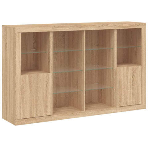 vidaXL Sideboards mit LED-Leuchten 3 Stk. Sonoma-Eiche Holzwerkstoff