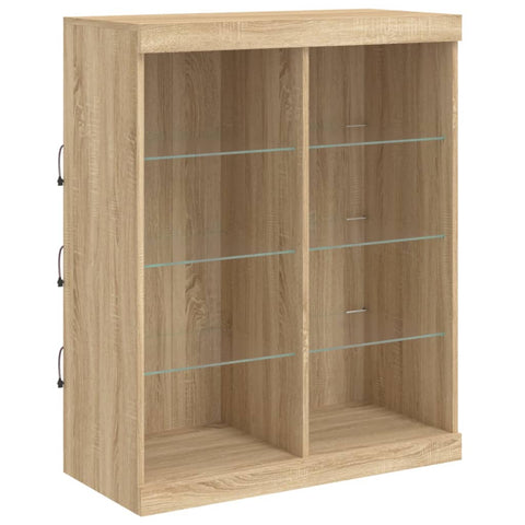 vidaXL Sideboards mit LED-Leuchten 3 Stk. Sonoma-Eiche Holzwerkstoff