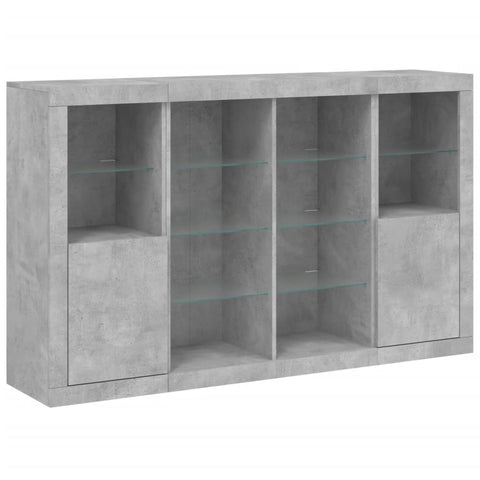 vidaXL Sideboards mit LED-Leuchten 3 Stk. Betongrau Holzwerkstoff