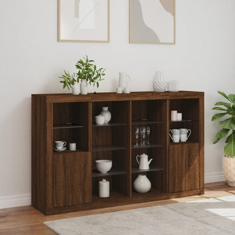 vidaXL Sideboards mit LED-Leuchten 3 Stk. Braun Eichen-Optik