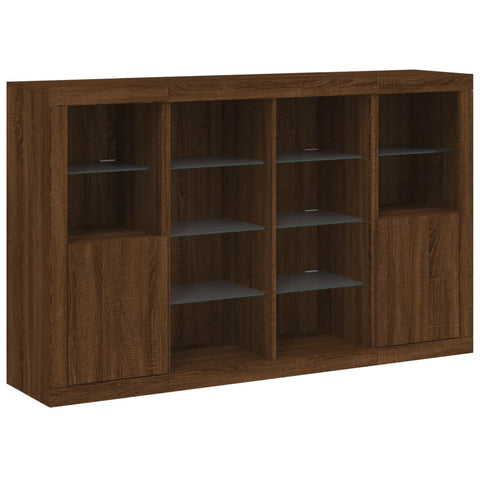 vidaXL Sideboards mit LED-Leuchten 3 Stk. Braun Eichen-Optik