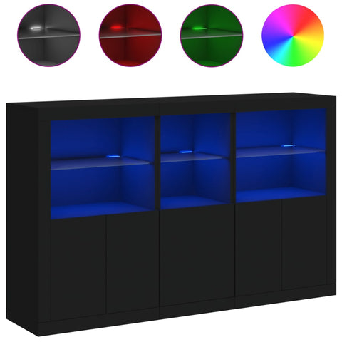 vidaXL Sideboard mit LED-Leuchten Schwarz 162x37x100 cm