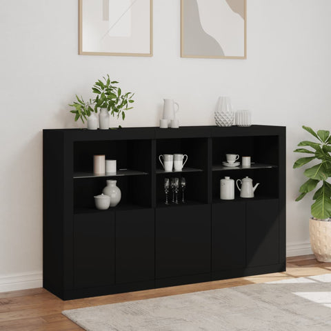 vidaXL Sideboard mit LED-Leuchten Schwarz 162x37x100 cm