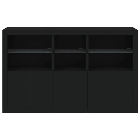 vidaXL Sideboard mit LED-Leuchten Schwarz 162x37x100 cm