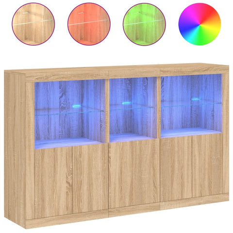 Sideboard mit LED-Leuchten Sonoma-Eiche 162x37x100 cm