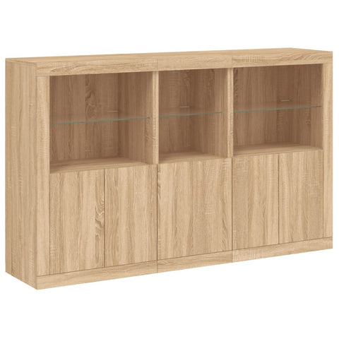 Sideboard mit LED-Leuchten Sonoma-Eiche 162x37x100 cm