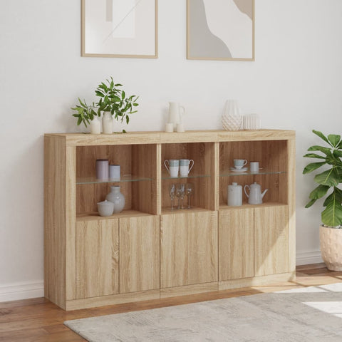 Sideboard mit LED-Leuchten Sonoma-Eiche 162x37x100 cm