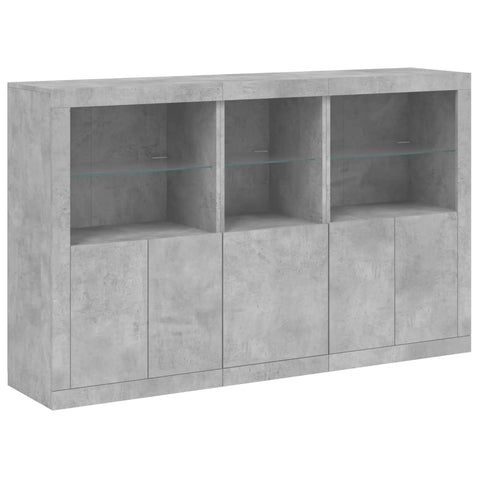 vidaXL Sideboard mit LED-Leuchten Betongrau 162x37x100 cm