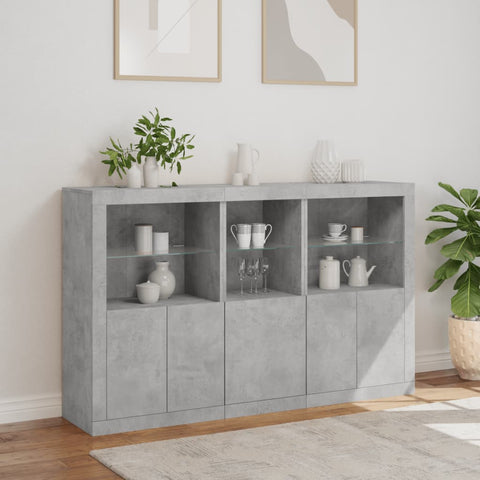 vidaXL Sideboard mit LED-Leuchten Betongrau 162x37x100 cm