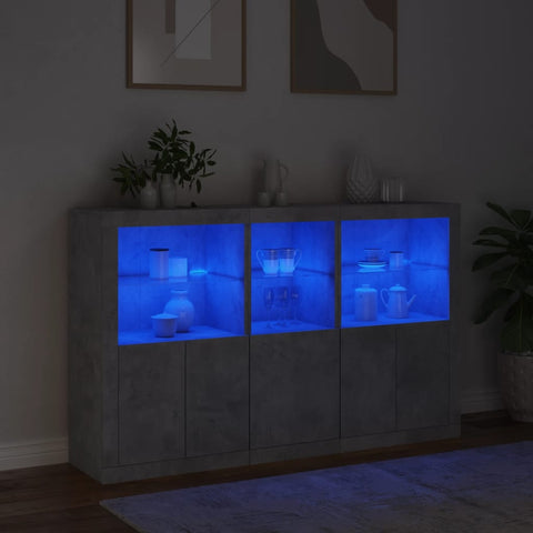 vidaXL Sideboard mit LED-Leuchten Betongrau 162x37x100 cm