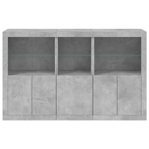 vidaXL Sideboard mit LED-Leuchten Betongrau 162x37x100 cm