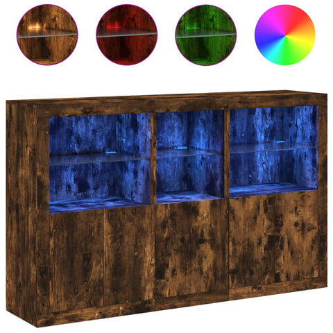 vidaXL Sideboard mit LED-Leuchten Räuchereiche 162x37x100 cm