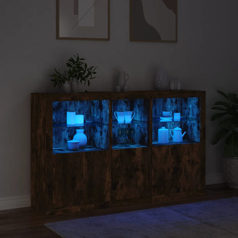 vidaXL Sideboard mit LED-Leuchten Räuchereiche 162x37x100 cm